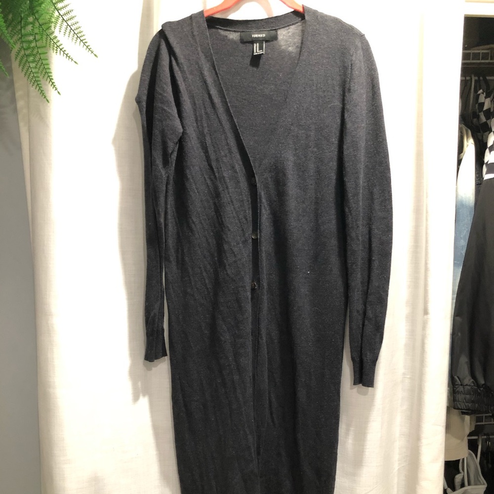Maxi long cardigan dark gray